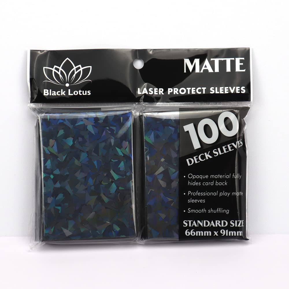100 PCS/LOT Broken Glass Gemstone Laser Matte Card Sleeves 66x91mm - Holographic Protector for Trading Cards, ID Photos & Collectibles (Black) - Perfect for TCG, Pokemon, Yugioh & Sports Card Protection