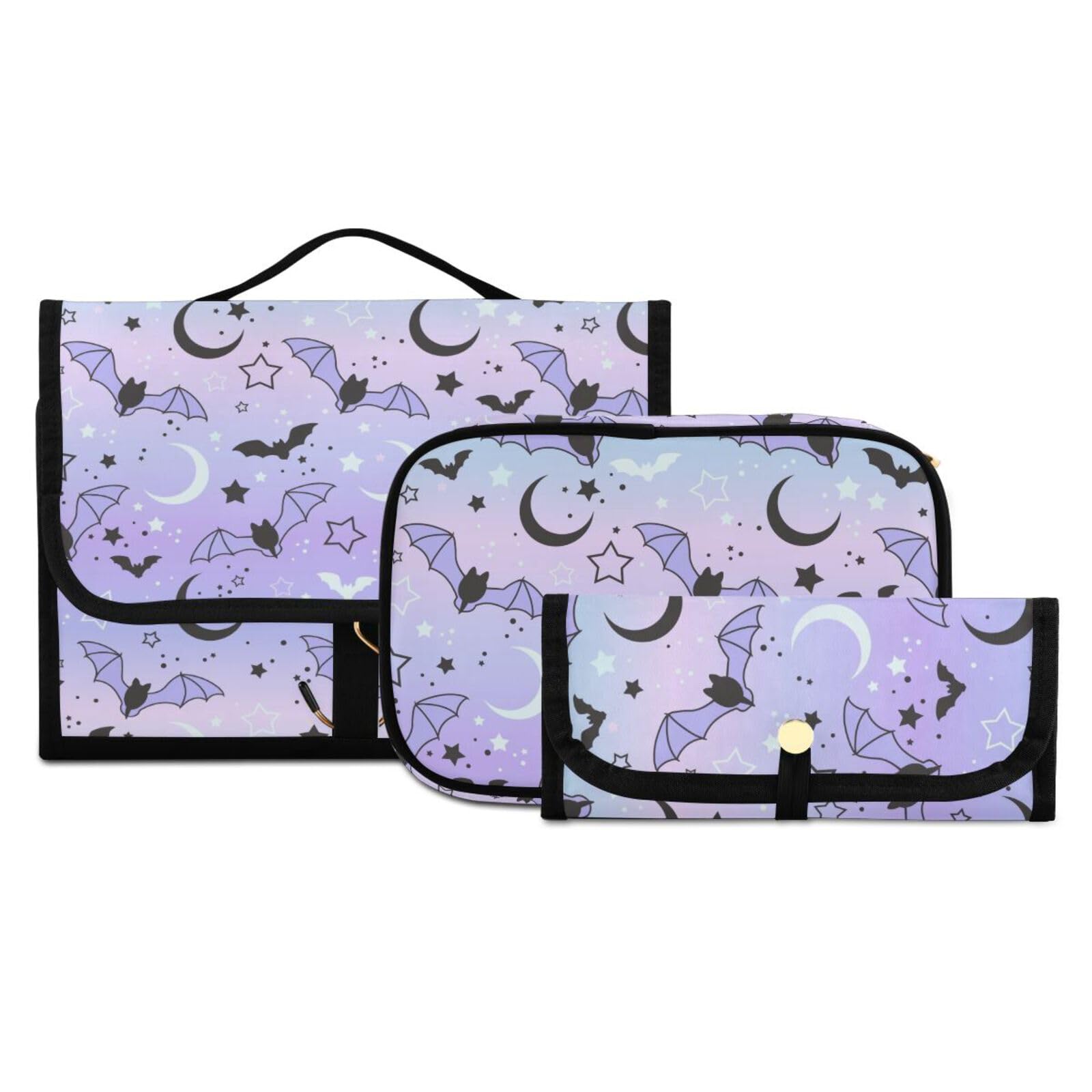 MNSRUU Skull Butterfly Black Hanging Toiletry Bag - 3 PCS Travel Makeup Organizer Set, Portable Clear Cosmetic Case for Women & Men | Perfect for Camping, Gym, Business Trips & Vacation Essentials