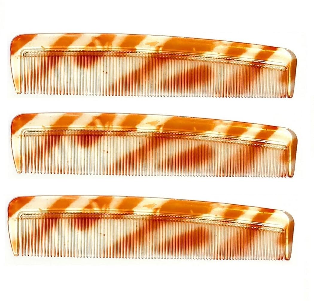 Premium Pocket Combs for Men - 3 Pack Brown Hair Styling Combs for Daily Grooming, Travel & Home Use - Compact & Durable Hair Care Essentials