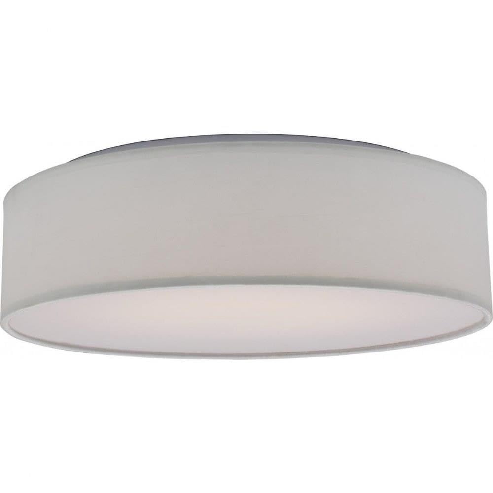 Nuvo 62/990R1 15-inch White Fabric Drum LED Flush Mount Ceiling Light with Bronze Finish & Acrylic Diffuser - Perfect for Bedroom, Living Room, and Dining Room Lighting