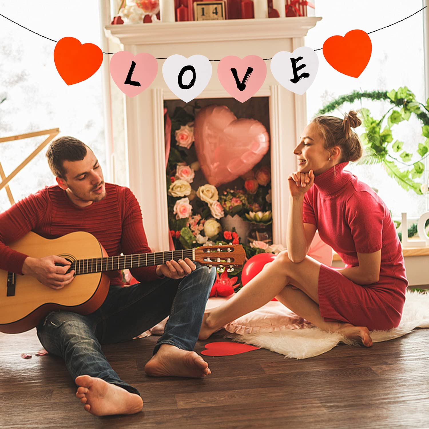 48 Pcs Large Heart Shape Paper Cut-Outs - Double Sided Craft Hearts for Kids’ Love & Peace Projects, Valentine’s Day Decorations, Classroom Activities, Party Supplies (Red, Pink, White)
