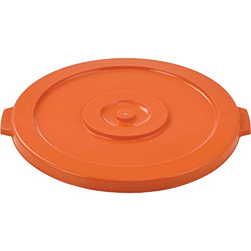 32 Gallon Heavy-Duty Plastic Trash Can with Lid - Bright Orange for Industrial, Commercial & Home Use - Ideal for Offices, Warehouses, Kitchens & Outdoor Spaces