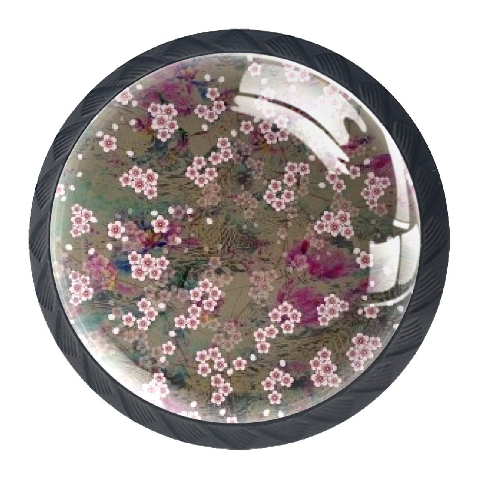 Crystal Glass Cabinet Knobs - 4PCS 30mm Petal Handles for Kitchen & Wardrobe