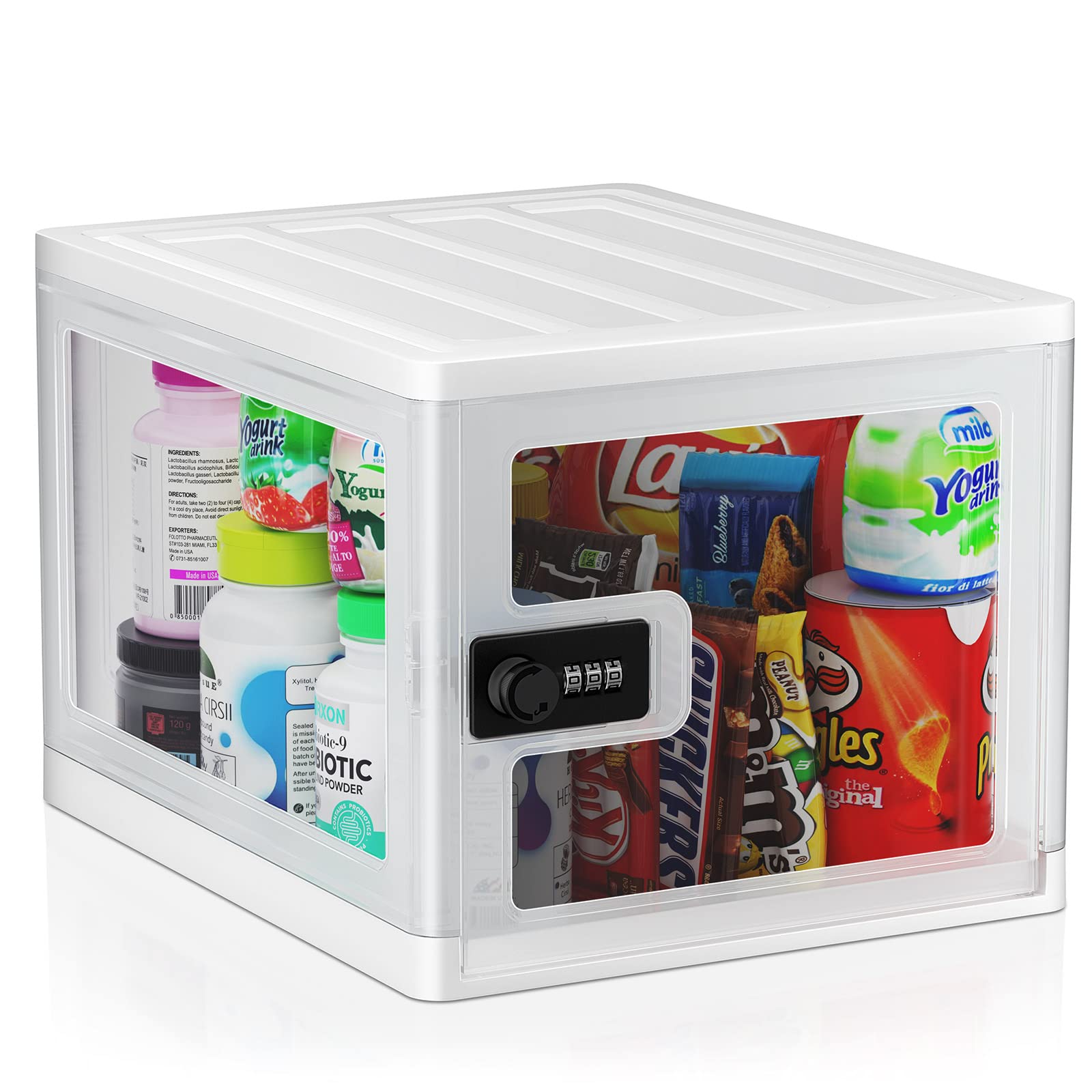 DEPAD Lockable Medicine Storage Box - Secure Safe Box for Medications & Personal Items with Key Lock - Ideal for Home, Office, and Refrigerator Use