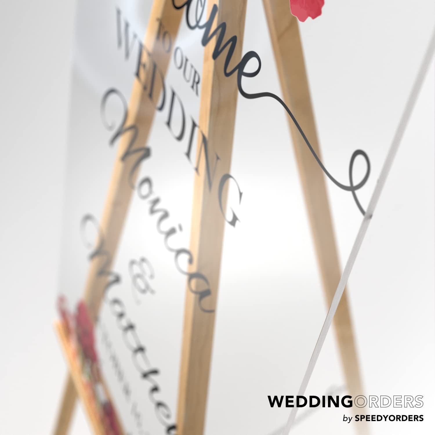 Custom Floral Welcome Wedding Sign - Personalized Acrylic Wedding Reception Banner - 'To Our Wedding' Sign for Bride & Groom (10