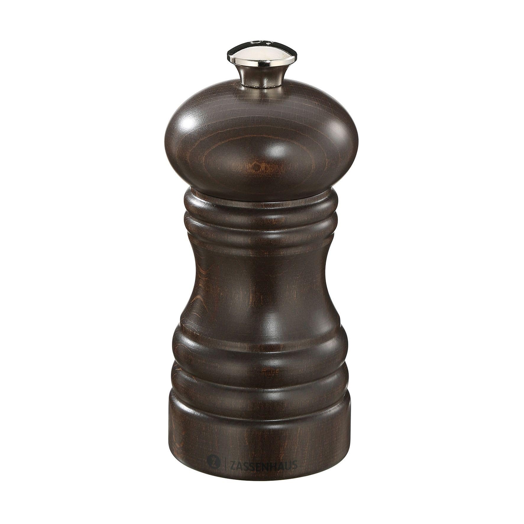 Premium Zassenhaus Berlin Dark Stained Wood Salt Grinder Mill - 4.7 Inch Manual Adjustable Spice Mill for Kitchen, Dining & Gourmet Cooking - Perfect for Grinding Sea Salt, Himalayan Pink Salt & Peppercorns