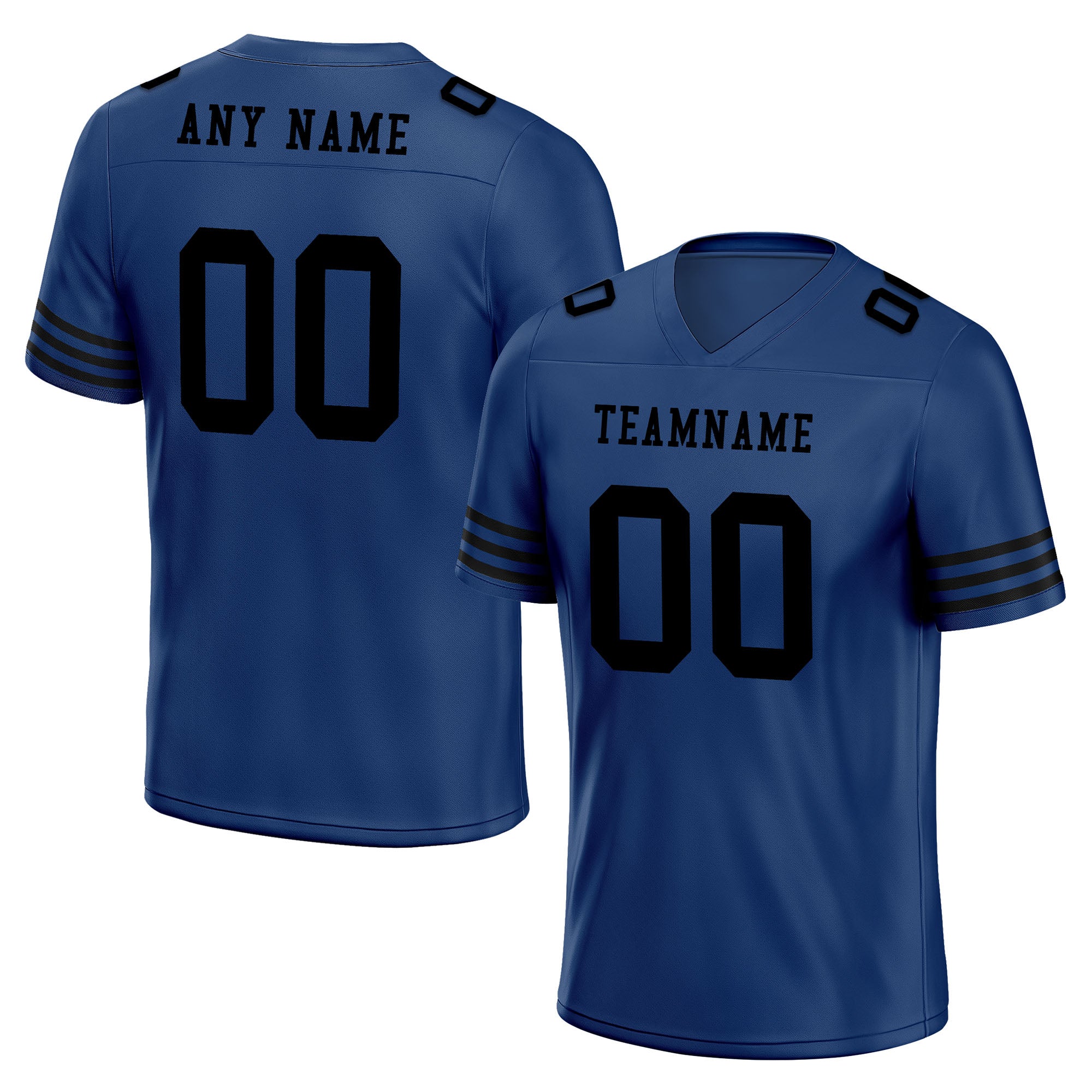 Custom Dark Blue & Black Striped Sleeves Personalized Authentic Football Jersey FBJ02 D06034 - Perfect for Game Day, Team Sports & Fan Apparel Gifts