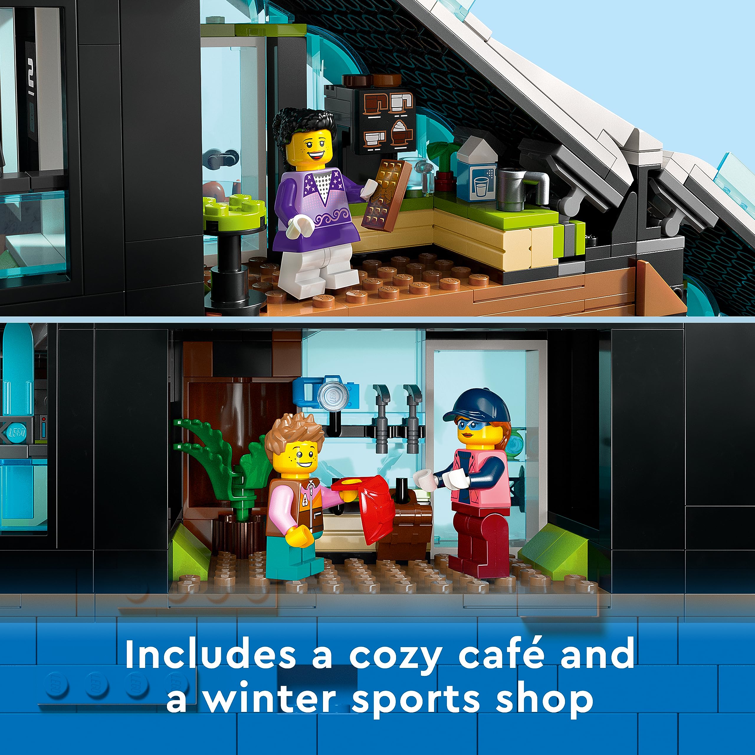 LEGO City Ski and Climbing Center Building Toy Set (60366) - 3-Level Winter Sports Playset with Ski Slope, 8 Minifigures & 2 Animal Figures - Perfect Gift for Kids & Ski Enthusiasts | Creative Winter-Themed Play for Indoor Snow Adventures