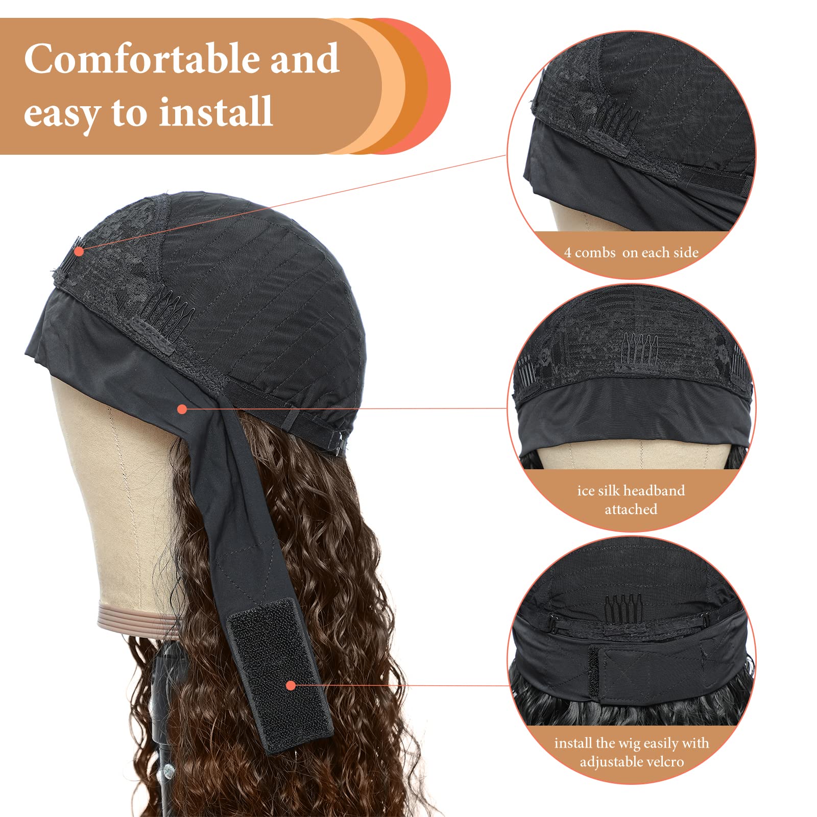 Alicoco 180% Density Water Wave Glueless Synthetic Half Wig with Headband - T30/16 Color, 26 Inch | Curly Headband Wig for Women | Perfect for Daily Wear, Cosplay & Special Occasions