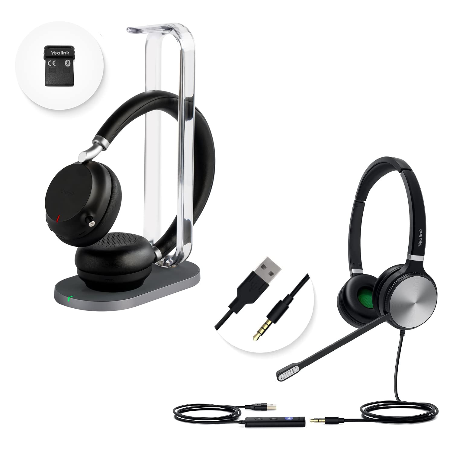 Yealink UH36 & BH72 Dual Black Wireless Headset Bundle with Microphone - Bluetooth Computer Headset for VoIP, Teams, Zoom Certified - Perfect for Remote Work, Call Centers, and Online Meetings