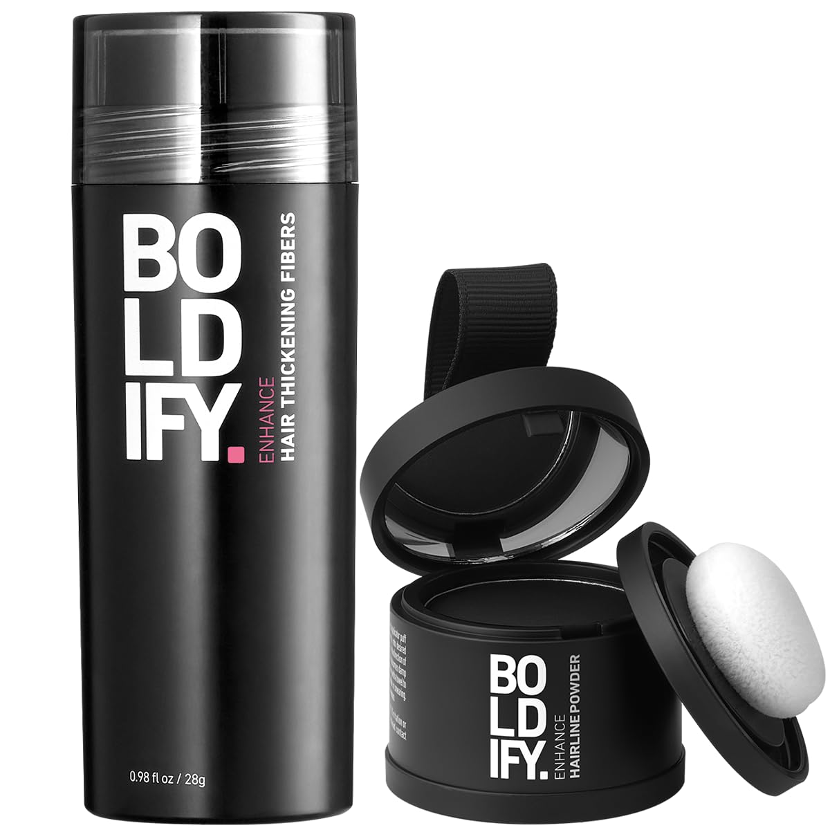 Boldify Hairline Powder & Hair Fiber Bundle - Instant Hair Loss Concealer for Thinning Hair, Root Cover Up Spray (Black) | Perfect for Daily Use, Special Occasions & Confidence Boosting