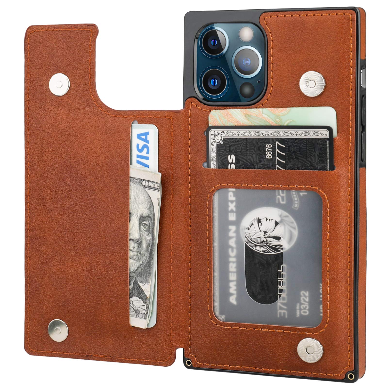 Premium PU Leather Wallet Case for iPhone 12/12 Pro with Card Holder, Kickstand & Magnetic Closure | Shockproof 6.1