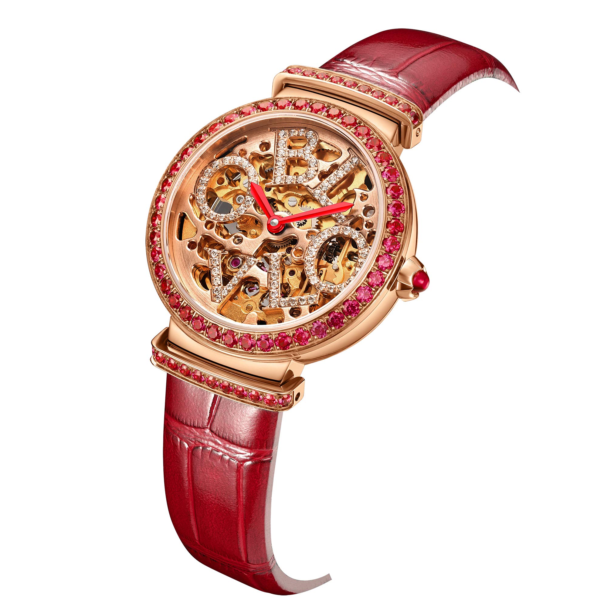 Luxury Rose Gold Automatic Women's Watch with Skeleton Dial - Genuine Leather Strap - Perfect for Business, Party & Everyday Wear