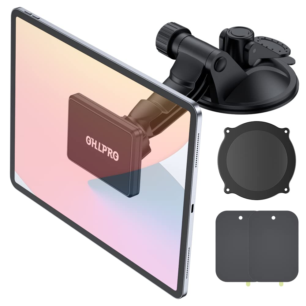 Universal Magnetic Car Tablet Mount - Super Strong 360° Rotating Dashboard & Windshield Phone Holder with TPU Suction Cup for 4-10 Inch Devices | Perfect for GPS Navigation, Video Calls & Hands-Free Driving