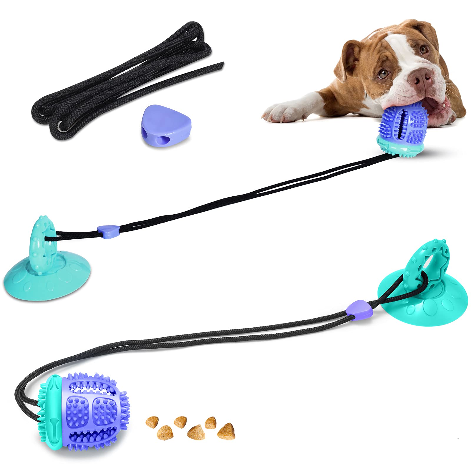 RICCLIN Suction Cup Dog Chew Toy - Interactive Puzzle Toy with Strong Suction Base for Teeth Cleaning & Mental Stimulation - Tug of War Rope Toy for Small & Medium Dogs - Perfect for Indoor Play & Boredom Relief