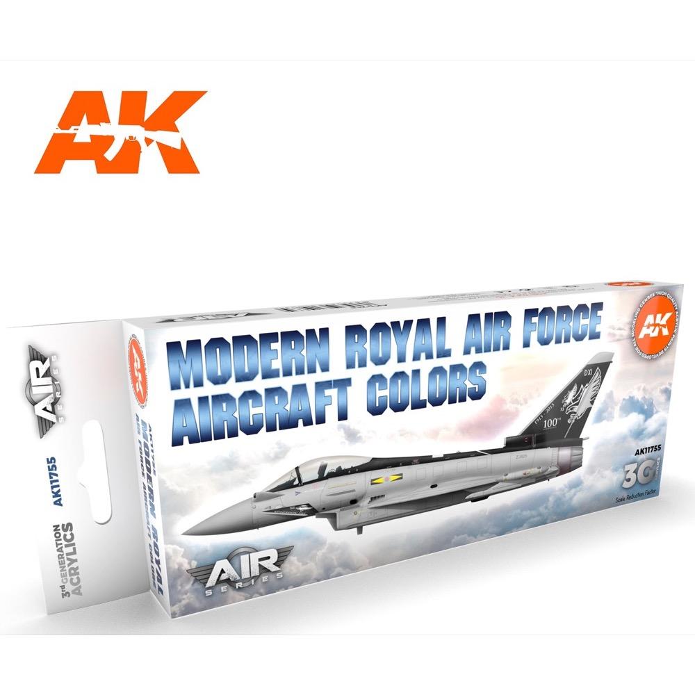 AK Interactive AK11755 Air Series Modern Royal Air Force Aircraft Colors Acrylic Paint Set (3rd Generation) - Perfect for Model Building, Aircraft Painting, and Military Scale Modeling