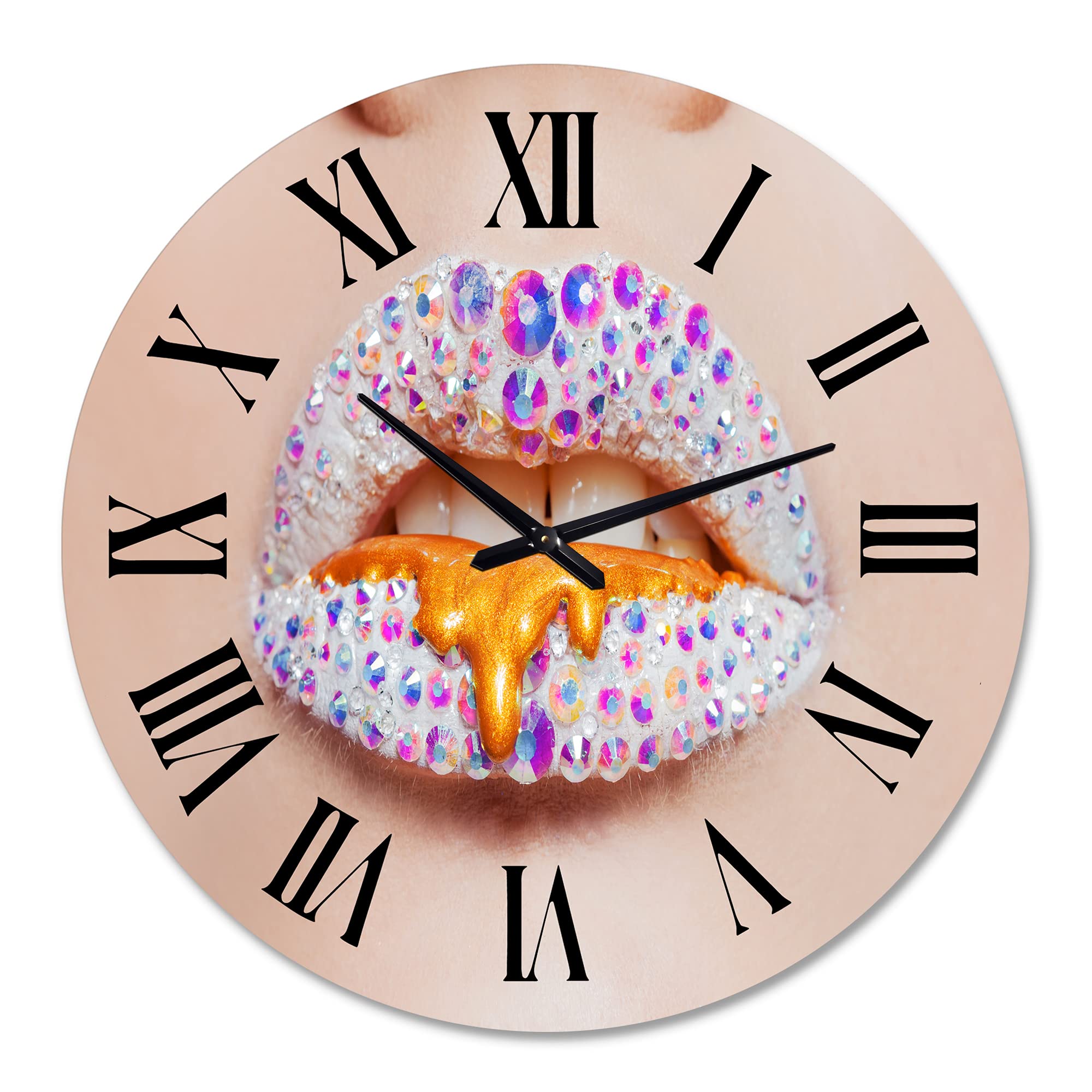 Stylish Rhinestone Smudge Design Modern Large Wall Clock - Elegant Office Decor & Home Wall Art for Living Room, Bedroom, or Workspace