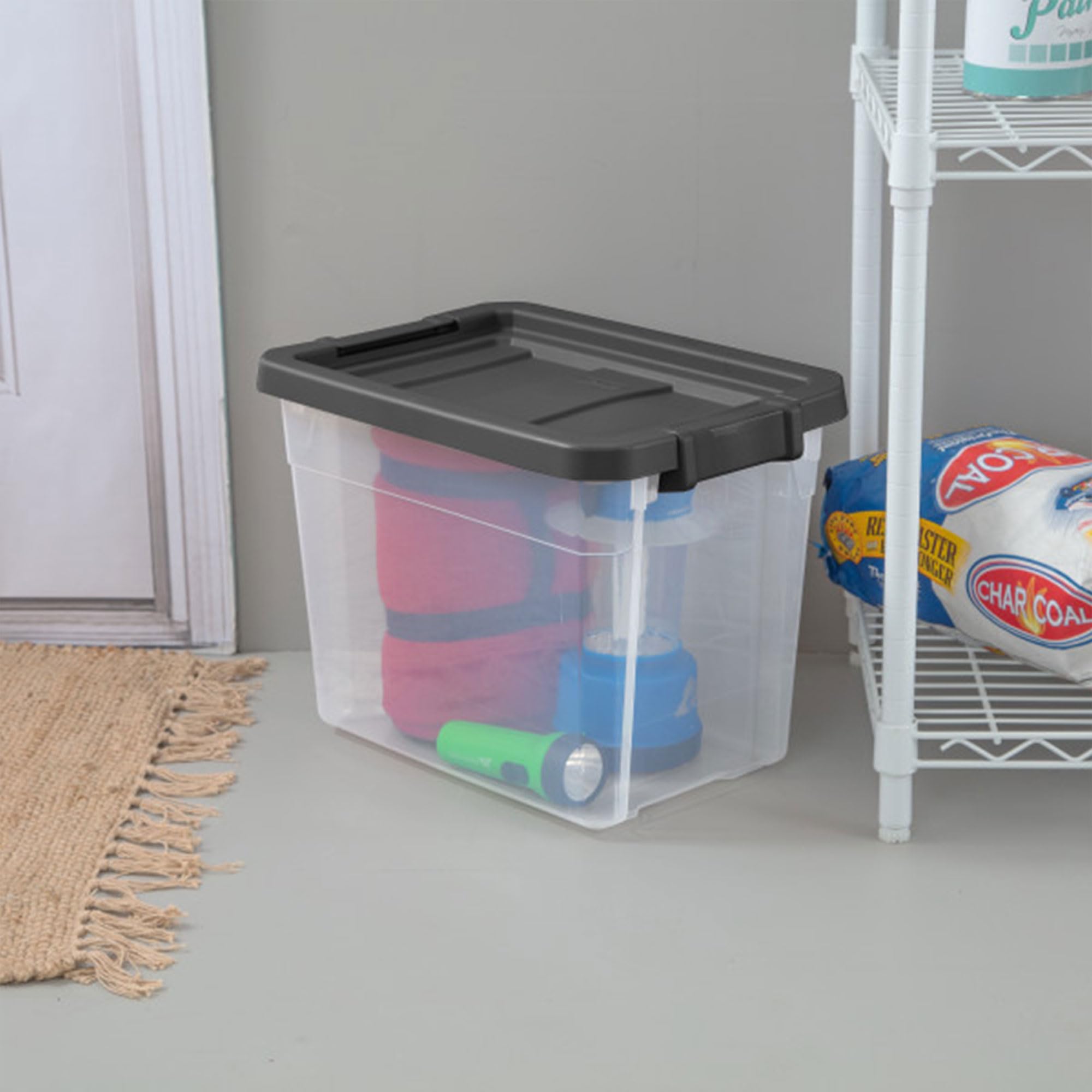 Sterilite 18-Pack 30 Quart Clear Plastic Storage Bins with Secure Latching Lids - Modular Stackable Organizer for Home, Office & Garage Storage Solutions - Perfect for Clothes, Toys, Seasonal Decor & More