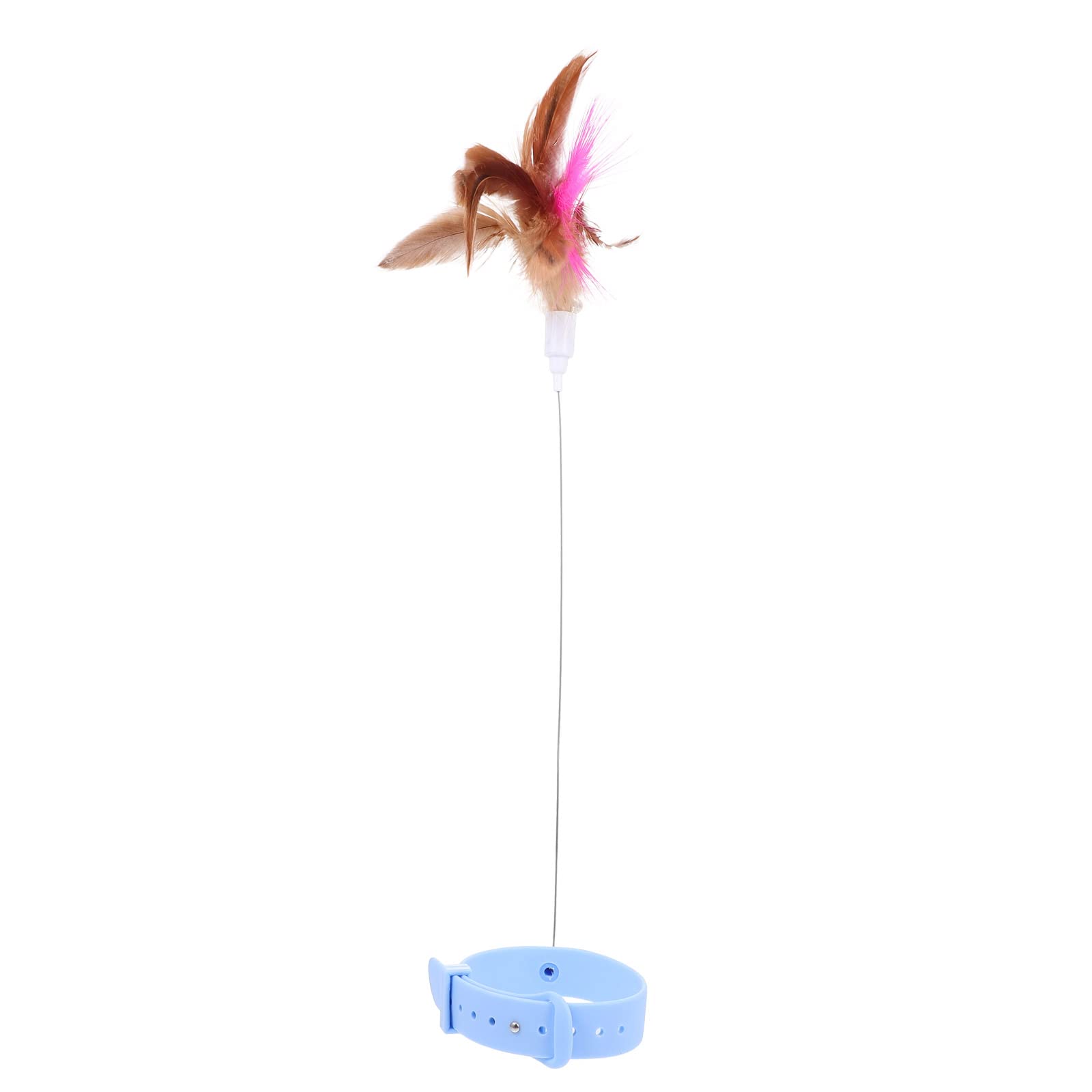 LUOZZY Cat Wand Feather Teaser Toy - Interactive Cat Toy for Indoor Cats with Neck Collar, Hand & Foot Play - Pink | Perfect for Playtime, Exercise & Bonding with Your Feline Friend