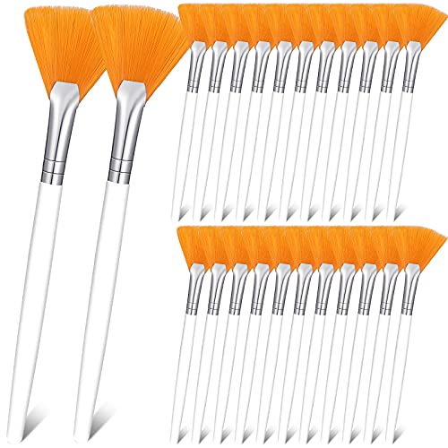 24pcs Soft Fan Brush for Facial Masks & Makeup - Acid Applicator, Esthetician Tools for Mud & Clay Masks