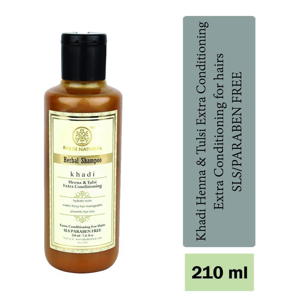 Herbigiri Natural Herbal Henna Tulsi Shampoo 210ml - Ayurvedic Hair Care for Shine & Growth - Perfect for Dry, Damaged Hair & Scalp Health