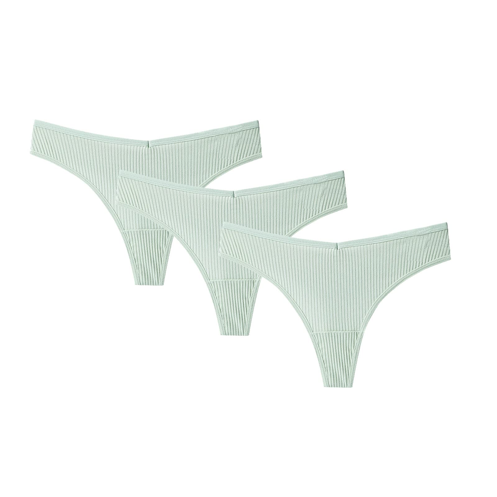 3 Pack Women's Seamless Cotton G-String Thong Panties - Stretch Invisible Bikini Underwear, Comfortable & Sexy Briefs in Green - Perfect for Daily Wear, Yoga, Workout and Intimate Occasions