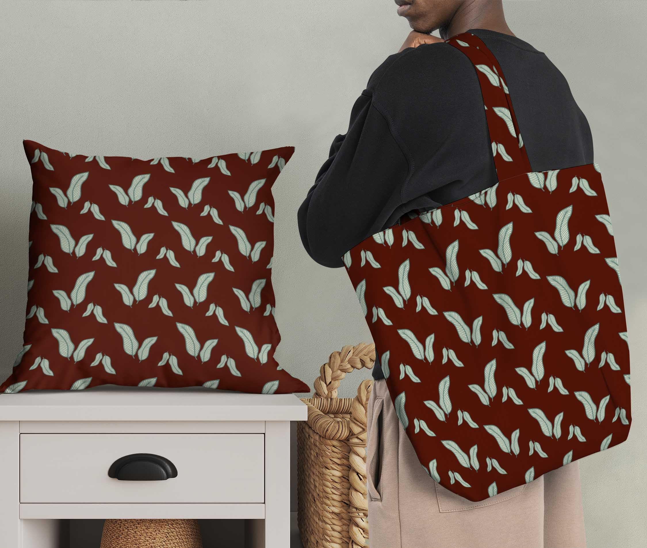 Soimoi Moss Georgette Red Fabric by The Yard - 42 Inch Wide Tropical Banana Leaf Printed Fabric for Dresses, Curtains & Home Decor | Elegant Textile for DIY Fashion & Interior Design