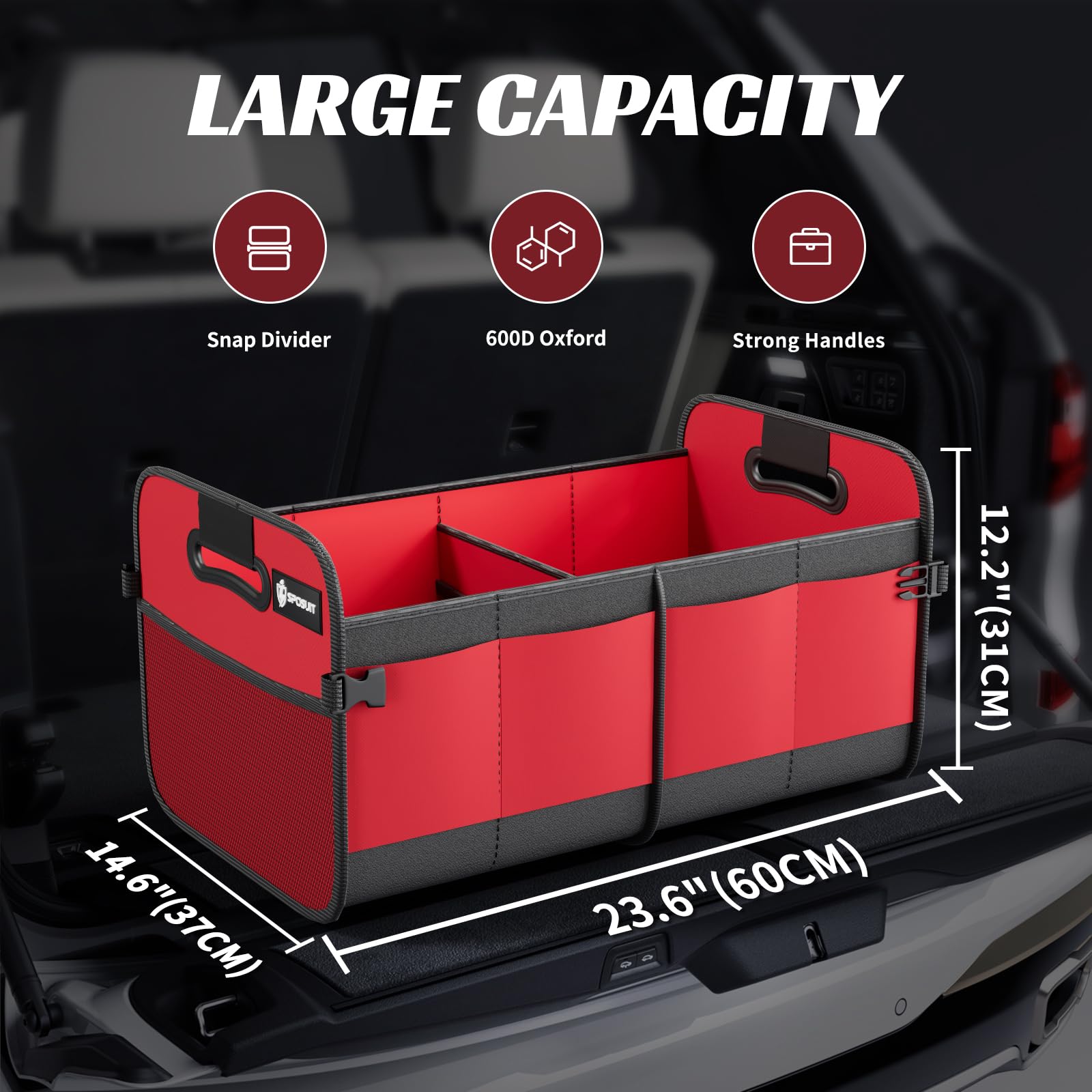 70L Collapsible Car Trunk Organizer with 11 Pockets & Reinforced Handles - SUV Storage Organizer for Groceries, Cargo & Travel Essentials | Foldable Auto Accessories for Road Trips & Shopping