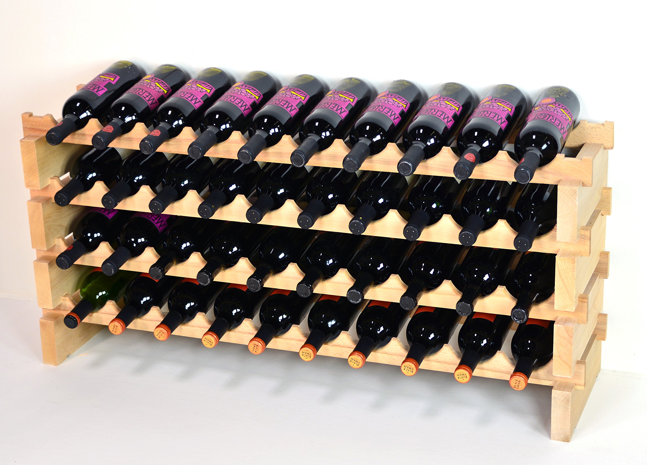 Premium Modular Beechwood Wine Rack - Expandable Storage for 40-120 Bottles (10 Bottles per Row, Up to 12 Rows) | Newest Improved Design | Perfect for Wine Cellars, Home Bars & Restaurants
