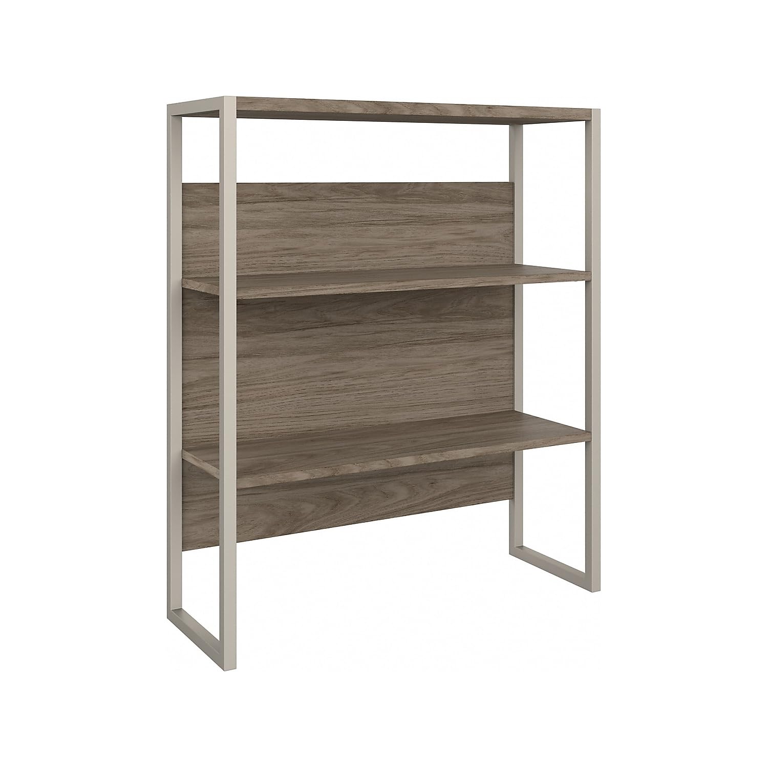 Bush Business Furniture Hybrid 36W Bookcase Hutch in Modern Hickory - Stylish Office Storage Solution for Home & Workspace Organization