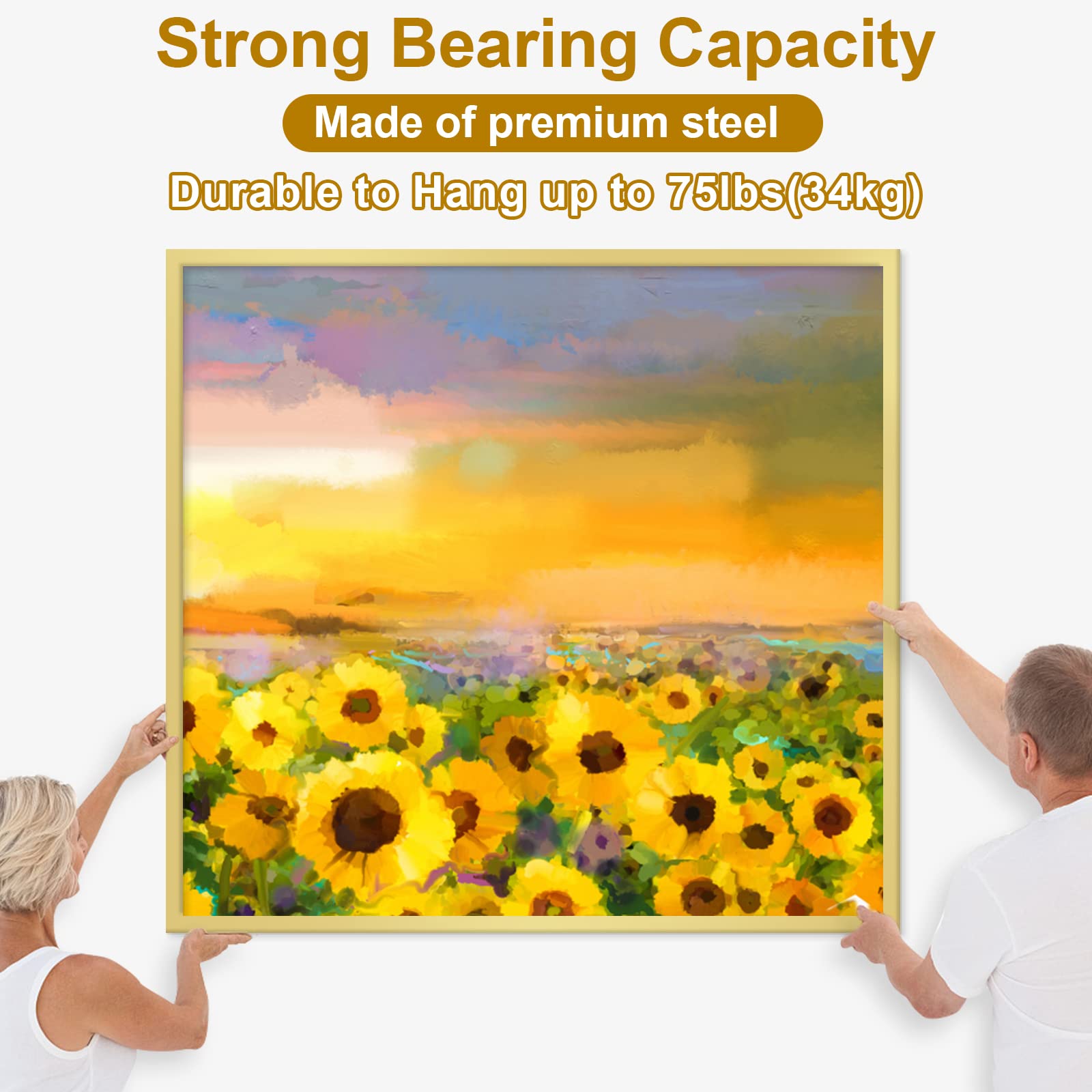 Modacraft 372PCS Heavy Duty Picture Hanging Kit - Includes Hooks, Nails, Wire & Mini Level for Frames, Mirrors, Canvas - Supports Up to 75lbs on Plasterboard Walls - Perfect for Home Decor, Gallery Walls & Office Display