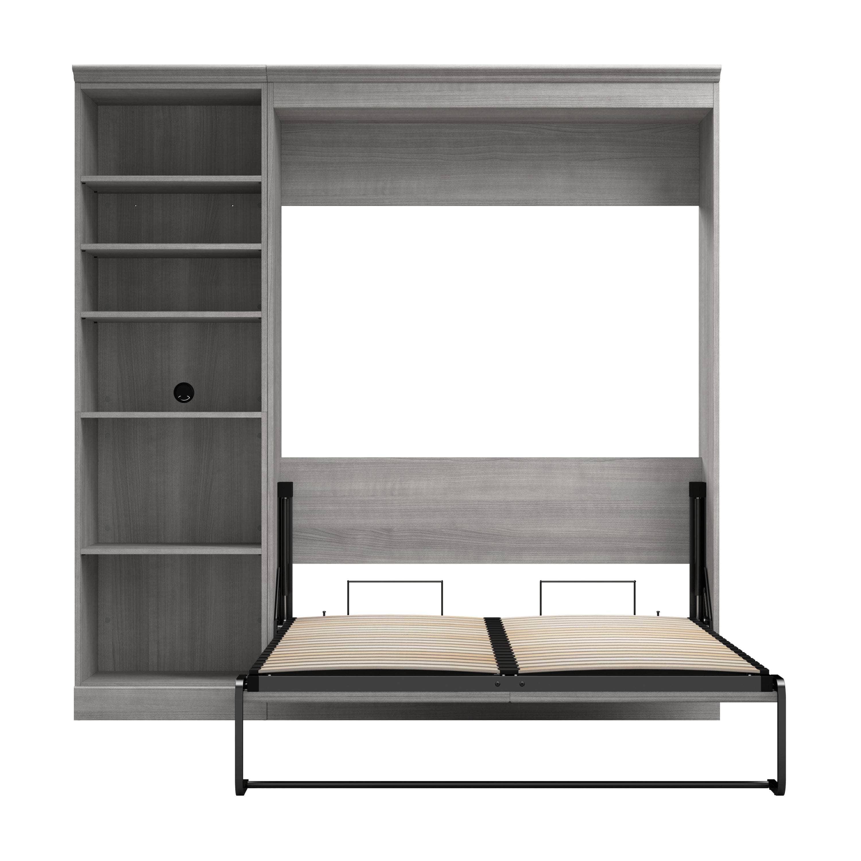 Space-Saving Full Murphy Wall Bed with Built-In Storage Unit - 3 Color Options for Bedroom, Guest Room, or Studio Apartment