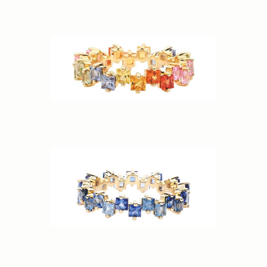 Multi Stone Eternity Stacking Rings for Women - 14K Gold Plated Wedding Band Set, Stackable Rings for Anniversary, Birthday Gift (Style A0035) | Perfect for Layering, Everyday Wear & Special Occasions