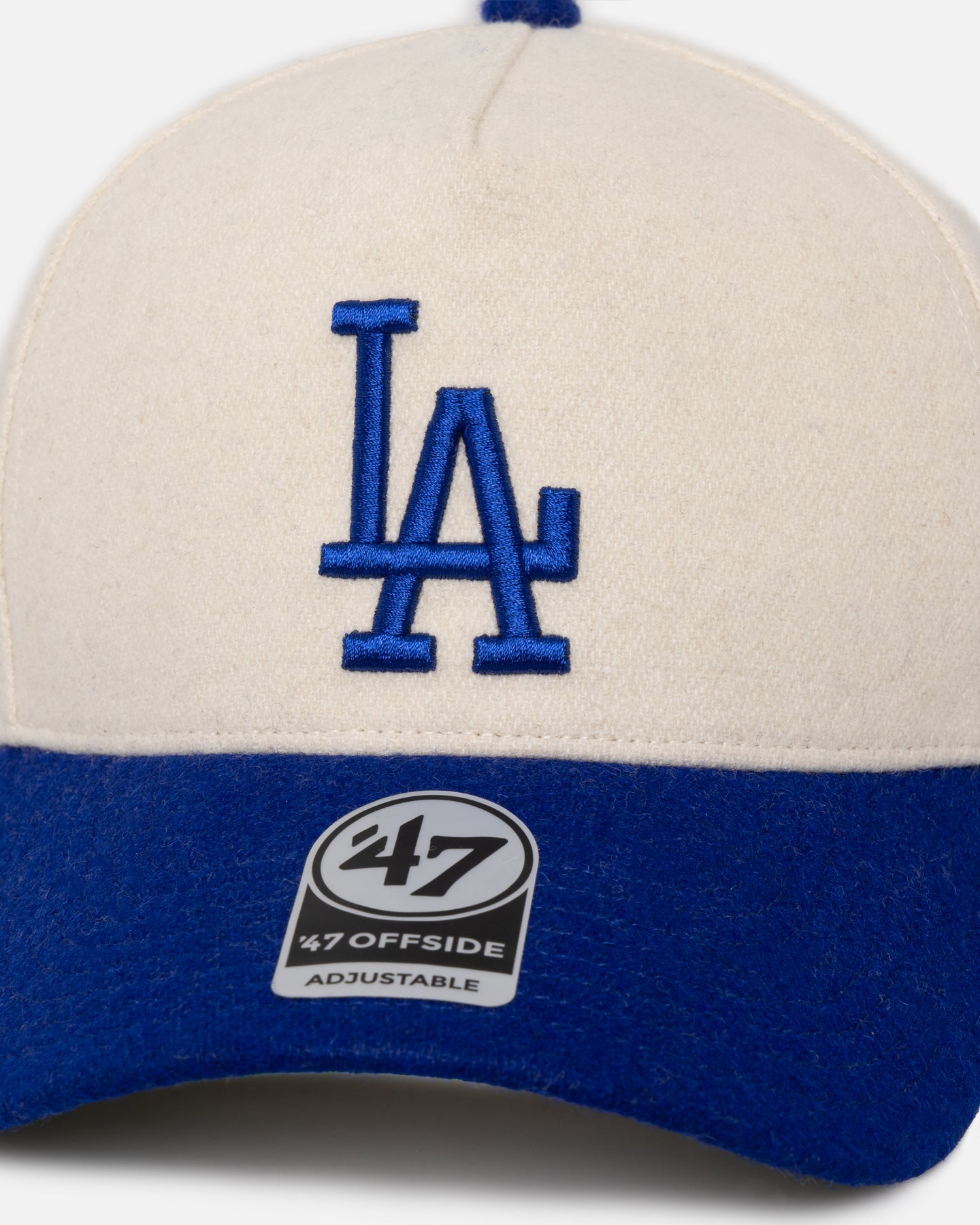 47 Brand Los Angeles Dodgers 'Wooly Offside DT' Snapback Hat - Natural/Royal Blue Adjustable Baseball Cap for Men & Women - Perfect for Game Day, Sports Events & Streetwear Fashion