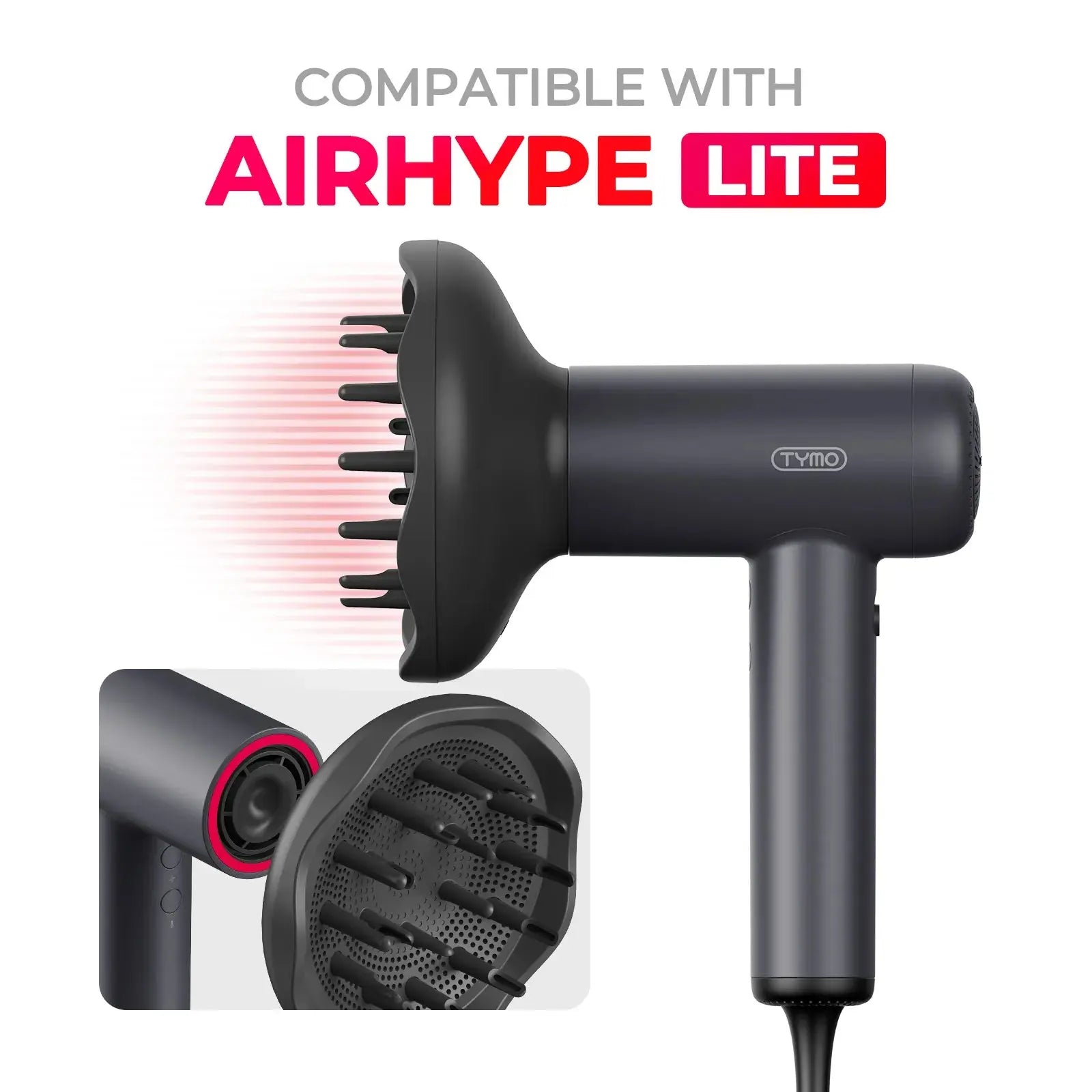 Adjustable Hair Diffuser Attachment for TYMO AIRHYPE LITE Hair Dryer - Perfect for Curly & Wavy Hair Styling at Home or Salon