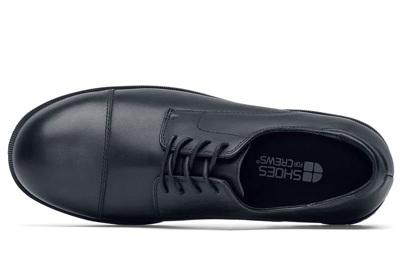 Shoes for Crews Senator Men's Nano Composite Toe (NCT) Slip Resistant Waterproof Black Dress Work Shoes Size 8.5 - Ideal for Restaurant, Hospitality & Healthcare Professionals