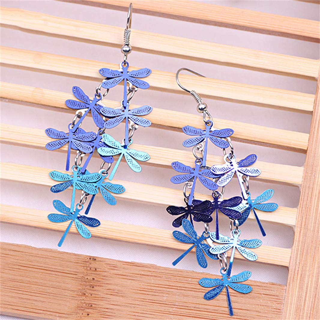 Underleaf Women's Dragonfly Hollow Tassel Dangle Hook Earrings - Fashion Bohemian Jewelry for Christmas Gifts, Party & Wedding Accessories