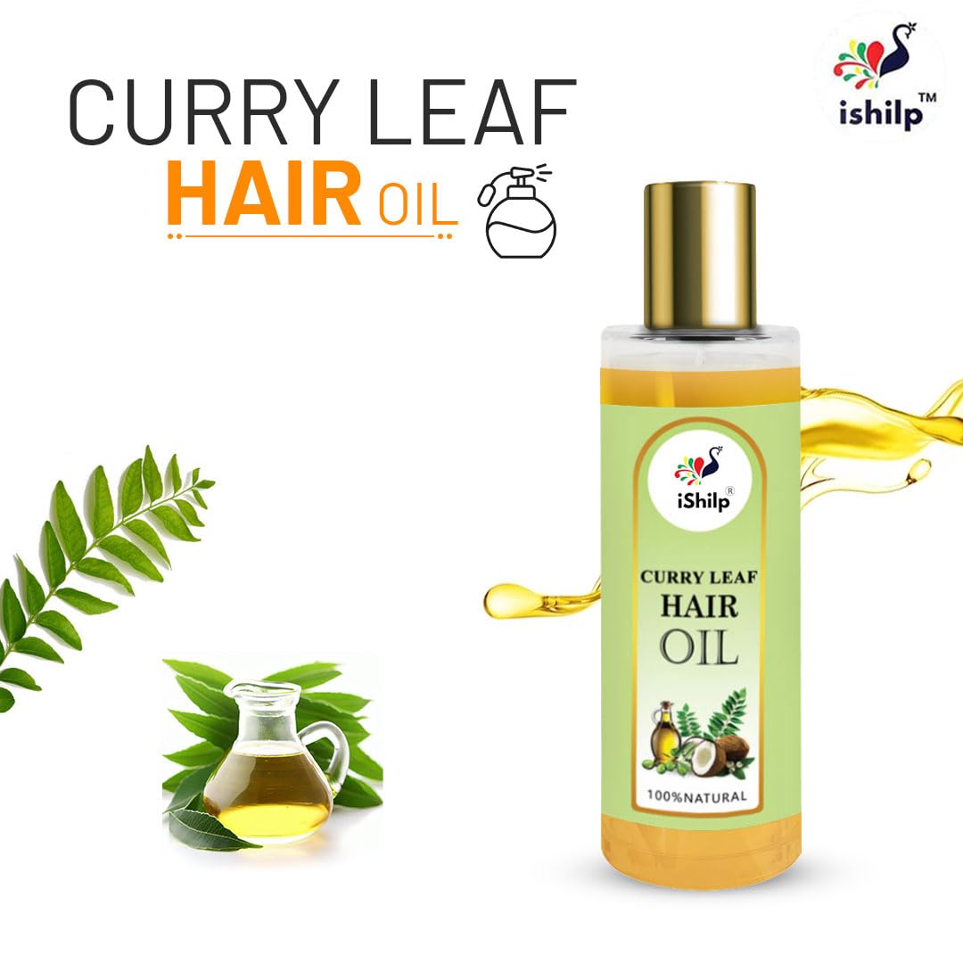 iShilp Curry Leaf Oil for Strong & Healthy Hair Growth | Natural Hair Fall Control Treatment for Men & Women - 100ml | Promotes Thicker Hair & Scalp Nourishment for Daily Hair Care Routine