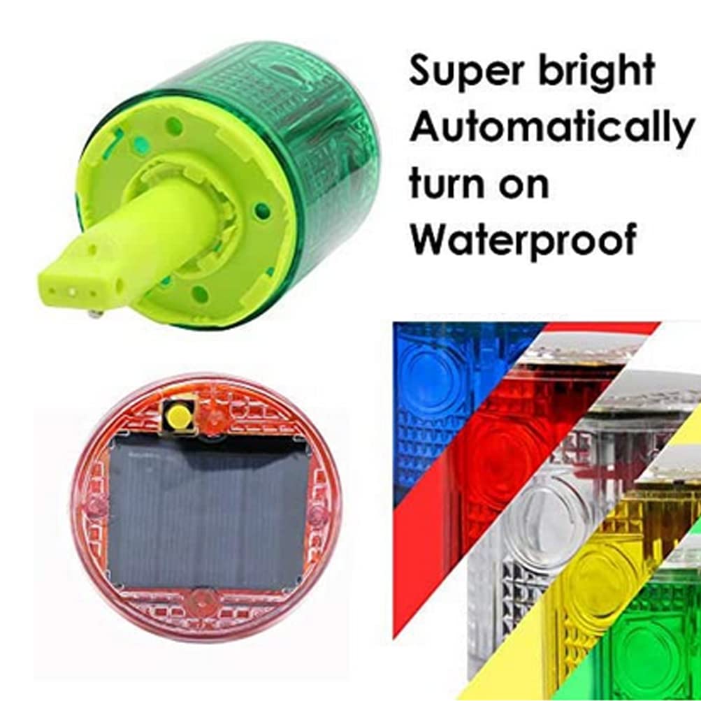 Aolyty Solar Strobe Warning Light - 360° Super Bright LED Construction Light with IP48 Waterproof Rating | Green Flashing Safety Beacon for Traffic Control, Marine Docks & Emergency Scenes