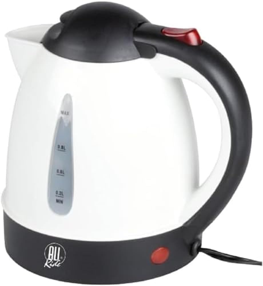 24V DC White Truck Kettle with UK Plug - 250W, 0.8L Capacity - Perfect for Long Haul Drivers & Road Trips