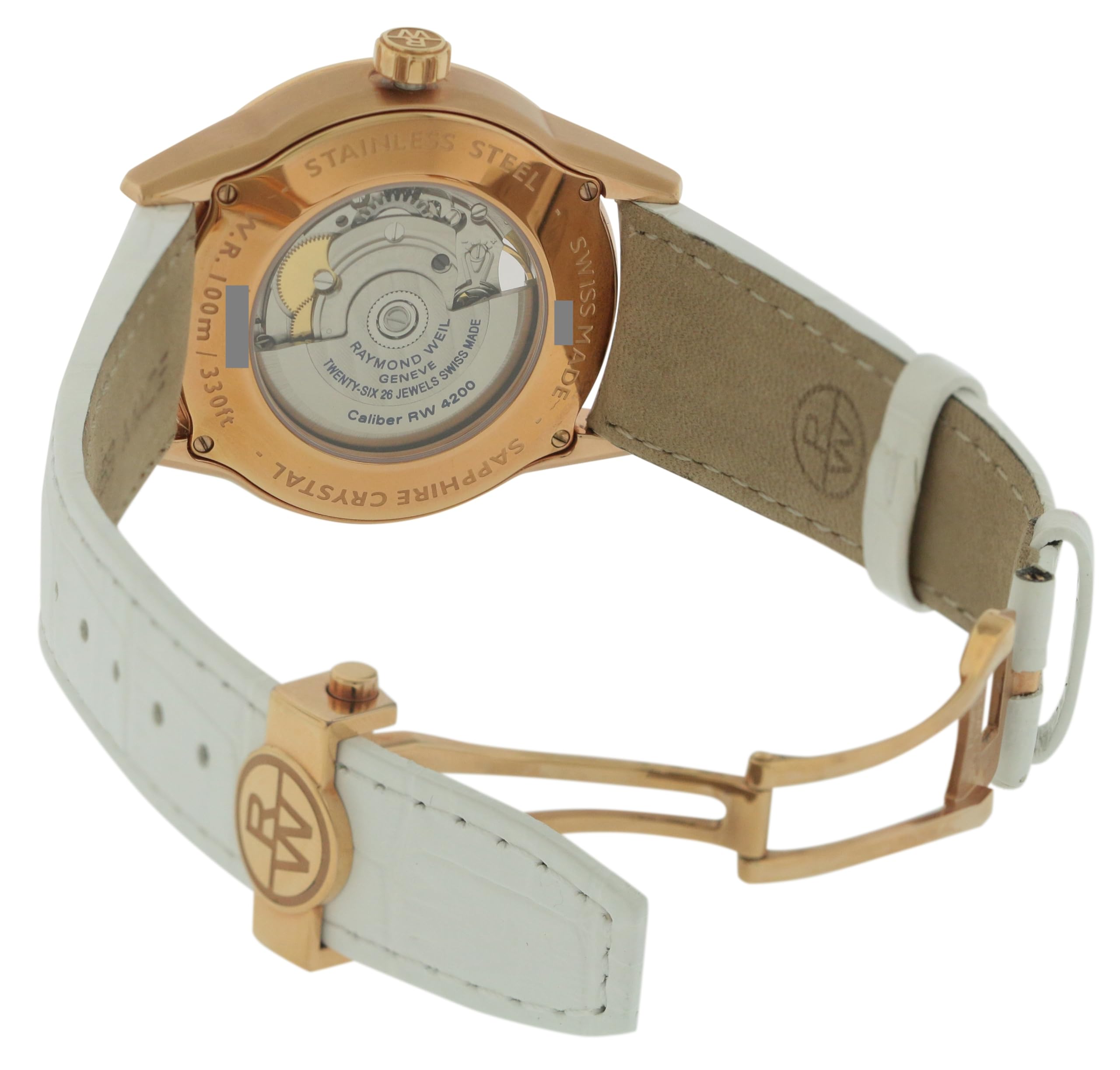 Raymond Weil Freelancer 2750-PC5-30081 38mm Automatic Gold Plated Stainless Steel Women's Watch with White Calfskin Strap | Luxury Dress Watch for Women, Perfect for Business, Formal Events & Special Occasions