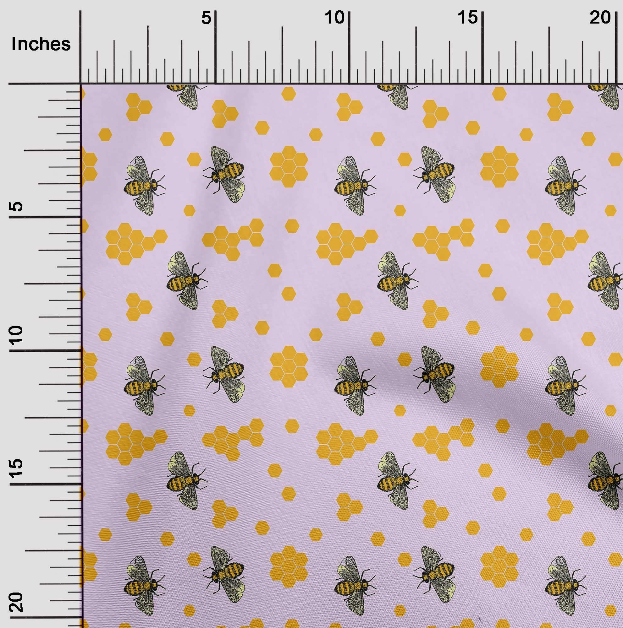 oneOone Viscose Chiffon Fabric - Light Pink Honey Bee Print Dress Material, 42 Inches Wide by The Yard | Perfect for Summer Dresses, DIY Sewing Projects & Boho Fashion