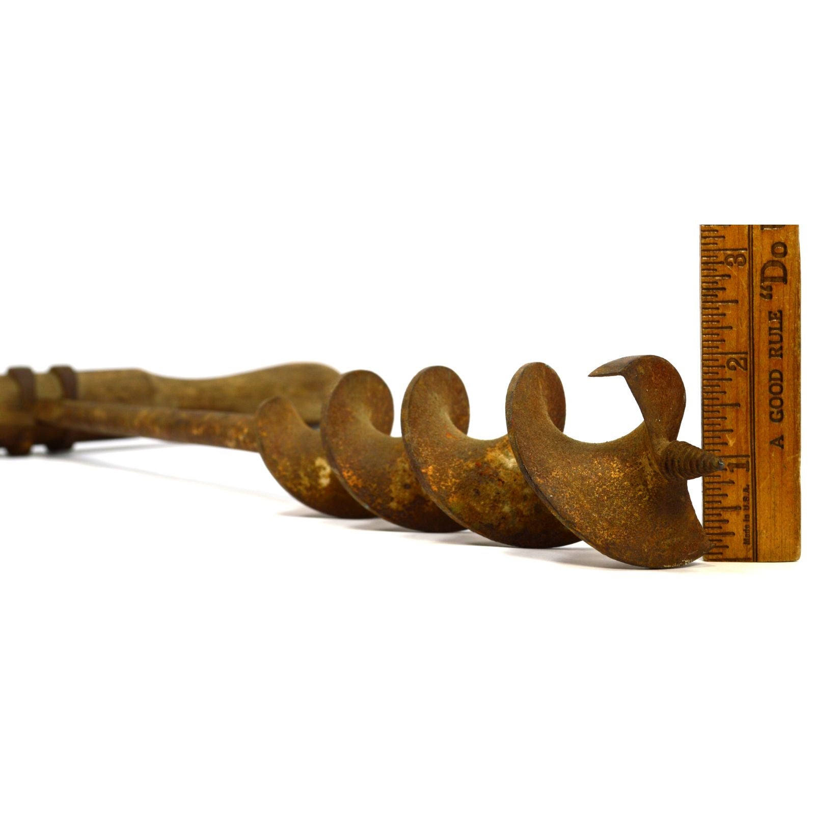 Antique T-Handle Beam Auger - Unbranded Log Boring Tool with 2 Bore Bits - Primitive Wood Drill for Carpentry, DIY Projects & Timber Construction