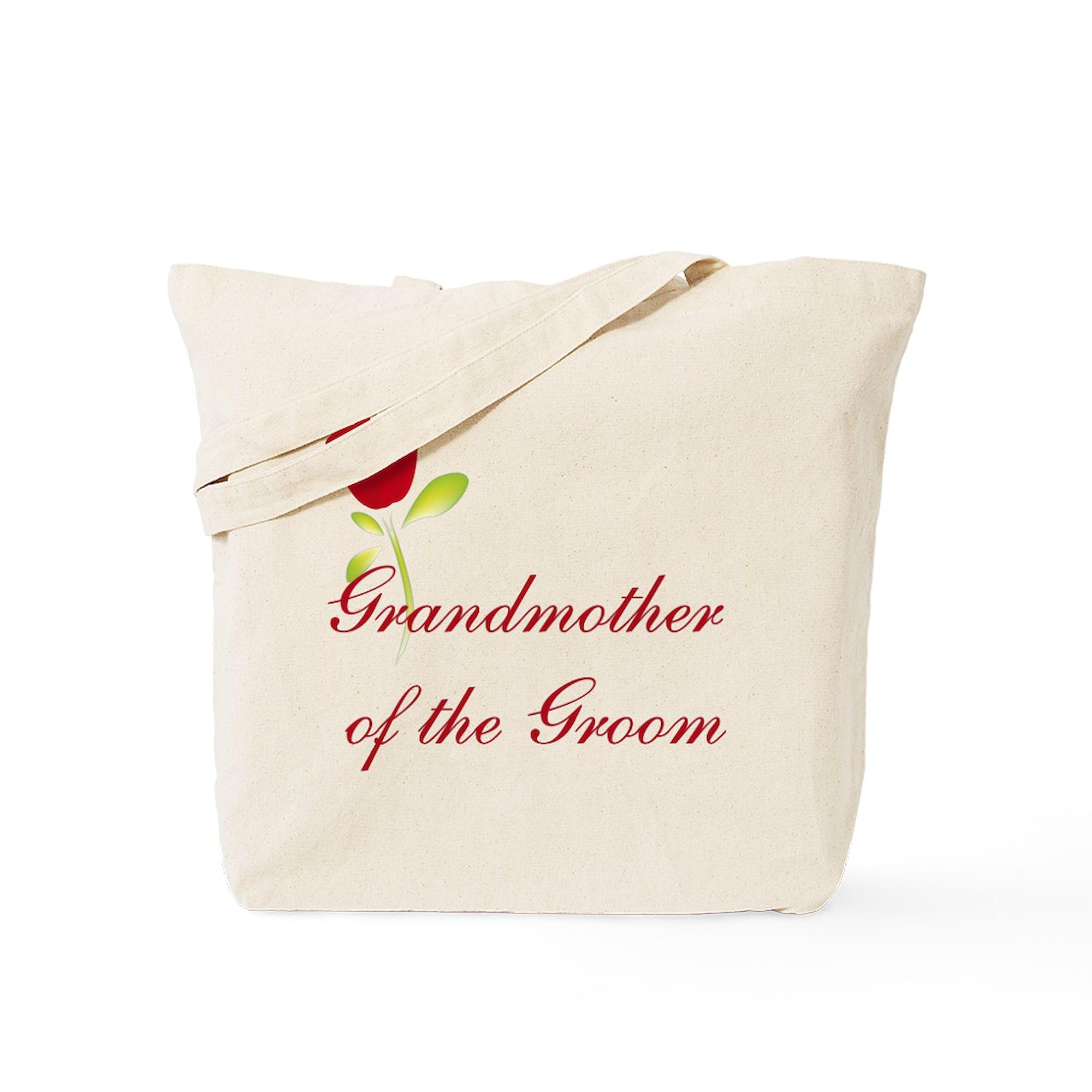 Red Groom's Grandmother Tote Bag - Natural Canvas Reusable Shopping Bag for Weddings, Bridal Showers & Special Occasions | Eco-Friendly Grocery & Beach Tote