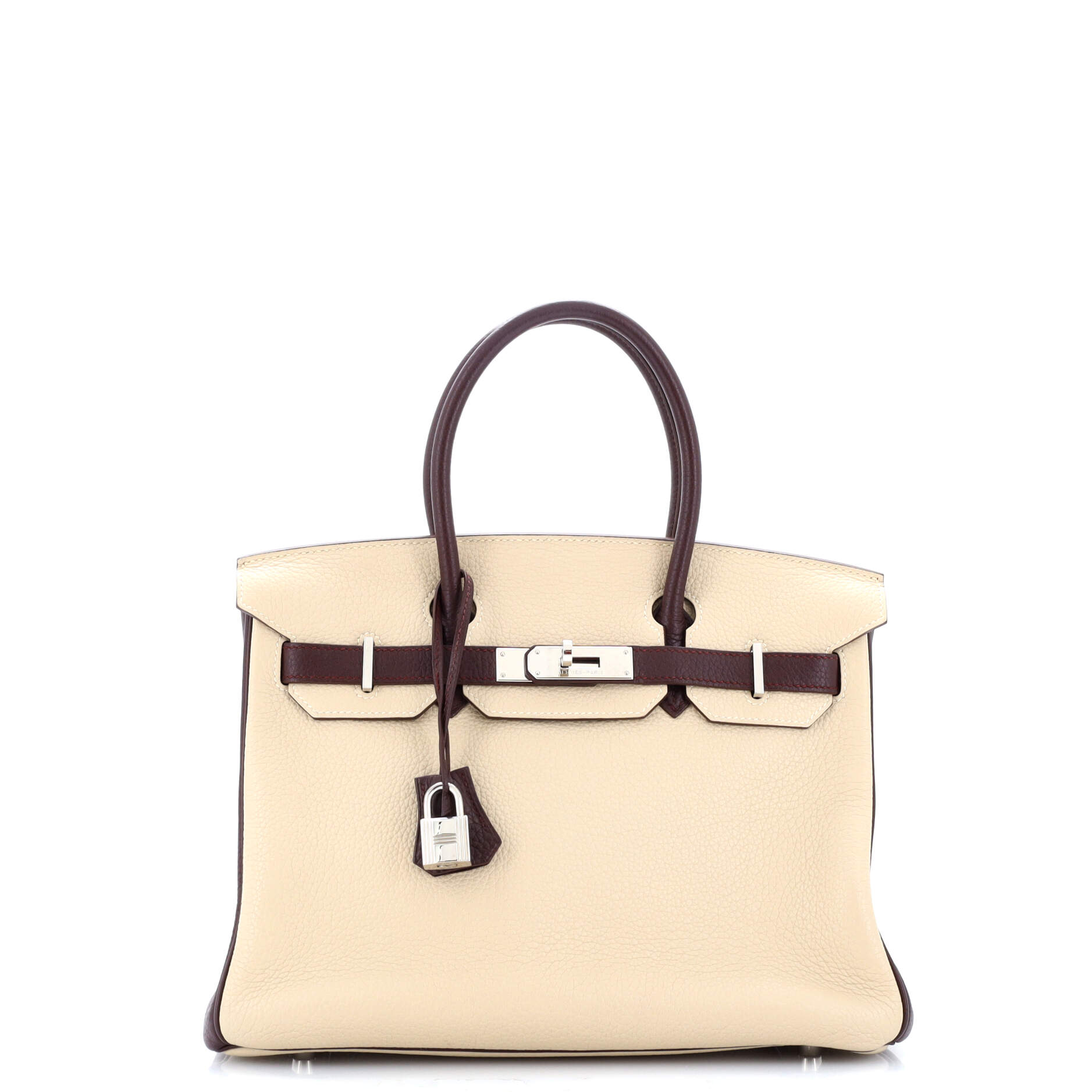 Authentic Hermes Birkin 30 Handbag in Bicolor Togo Leather with Palladium Hardware - Luxury Designer Tote Bag for Women, Perfect for Work, Travel & Special Occasions