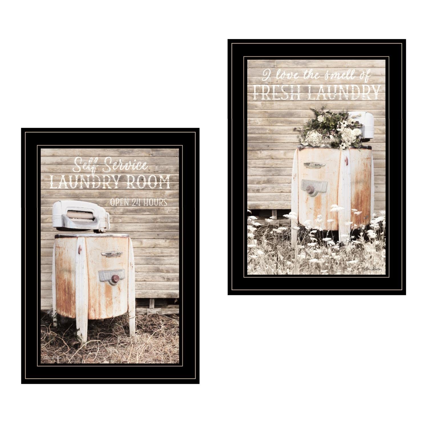 Lori Deiter Black Framed 2-Piece Laundry Room Wall Art Set - Perfect for Home Decor, Laundry Room Decorations & Housewarming Gifts