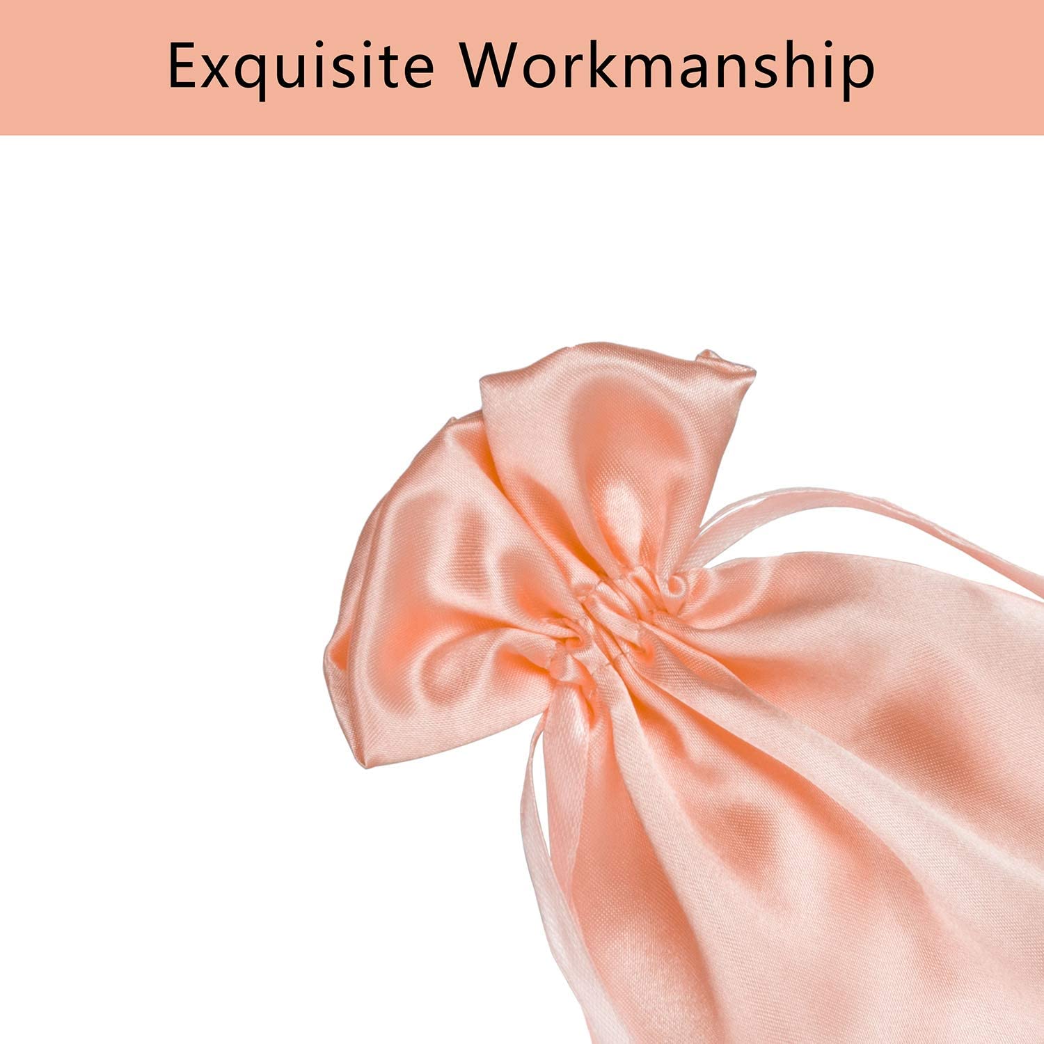 50 Pack 5x7 Coral Pink Satin Drawstring Gift Bags - Premium Jewelry Pouches, Wedding Favors, Baby Shower & Party Favor Bags - Perfect for Bridesmaid Gifts, Birthday Party Favors and Special Occasions