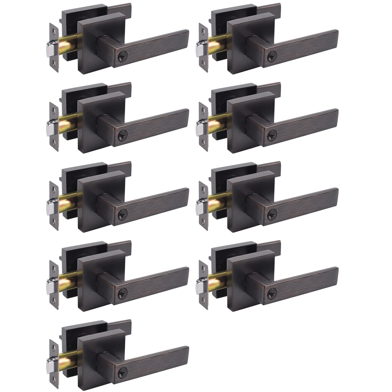 Heavy Duty Keyed Entry Door Lever - Zinc Alloy Construction with Brushed Bronze Finish (Golingda3503-ORB-ET-9P) - Perfect for Home Security, Office Doors & Commercial Buildings
