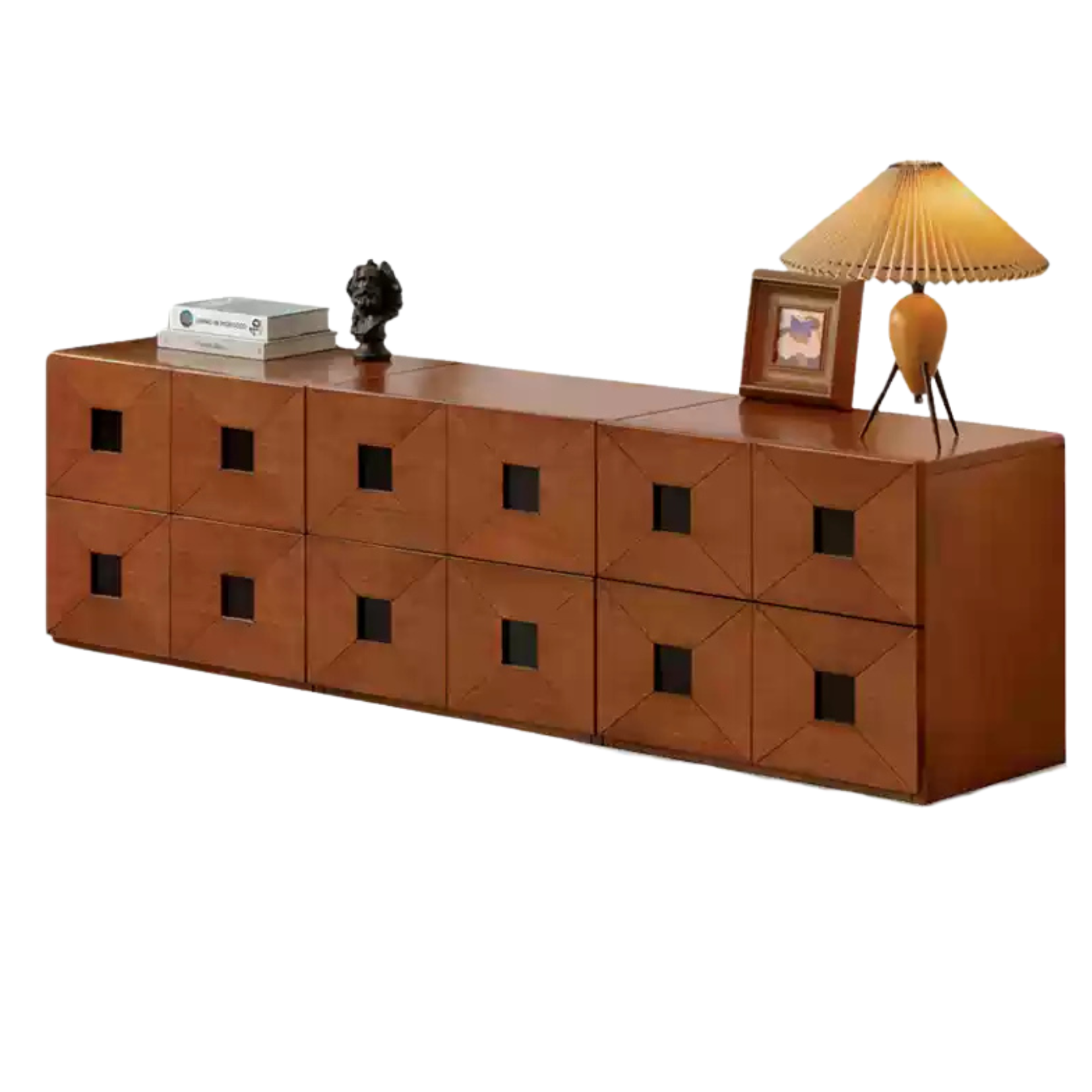 Solid Poplar Wood Modular Side Cabinet - Vintage Style Storage for Living Room, Bedroom & Office
