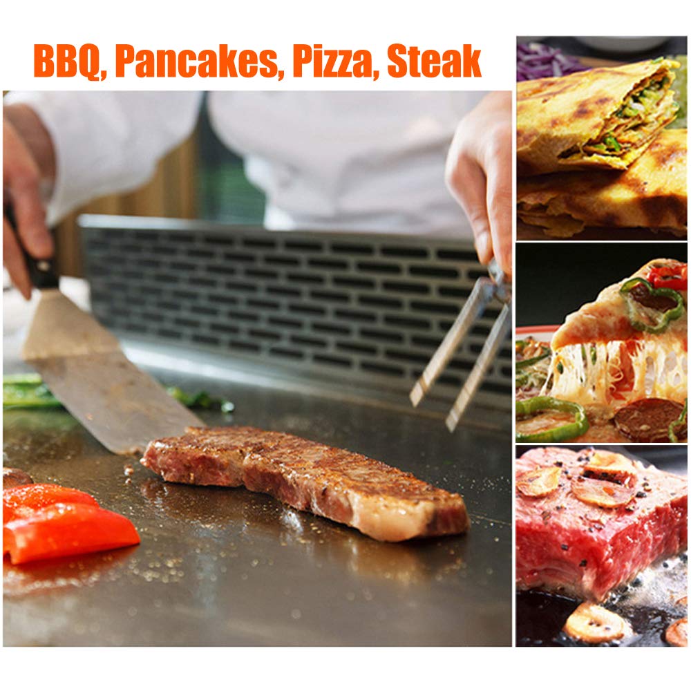 Professional Stainless Steel BBQ Grill Tool Set - 6-Piece Spatula, Tongs & Accessories for BBQ, Griddle, Teppanyaki & Outdoor Cooking | Perfect for Backyard Grilling, Camping & Party Gatherings